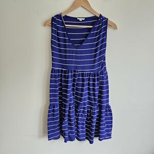 See You Monday Dress Womens Medium M Purple Striped Sleeveless Stretch Casual